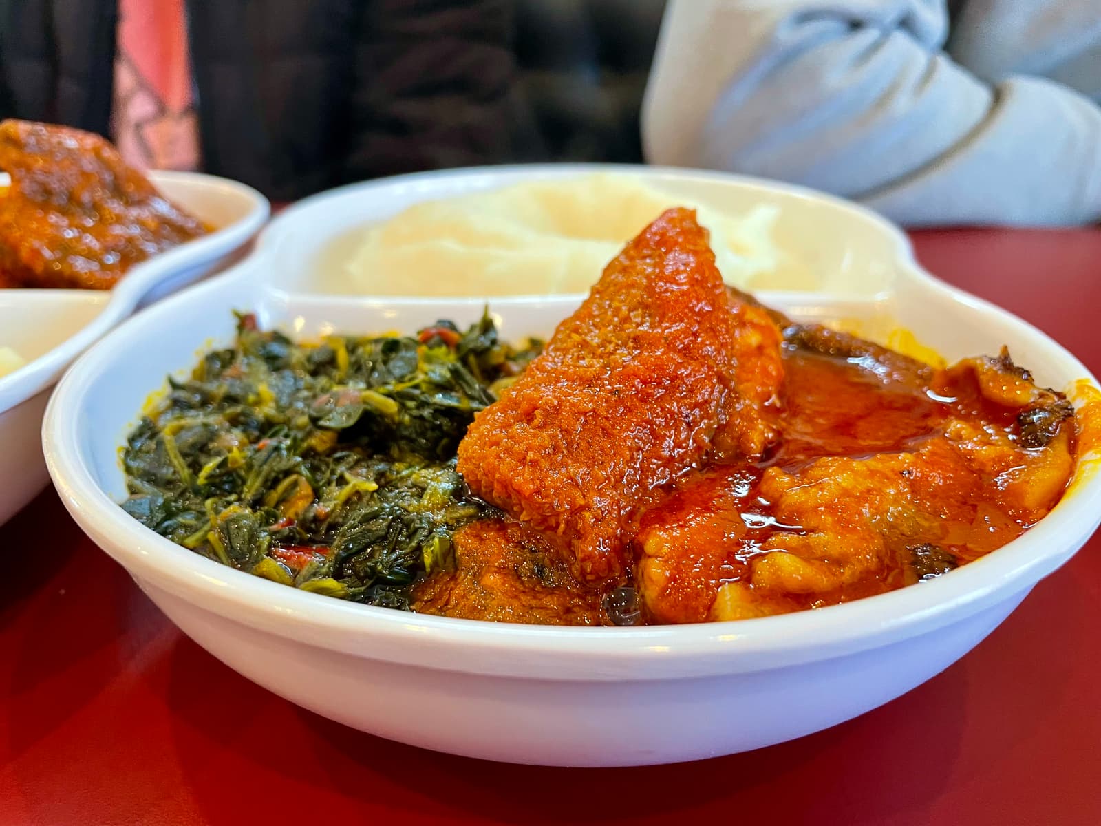 Rich, peppery and deeply comforting, the efo riro at Dee’s Kitchen layers tender goat, leafy greens, and bold Nigerian spices into a bowl that tastes like generations of home cooking