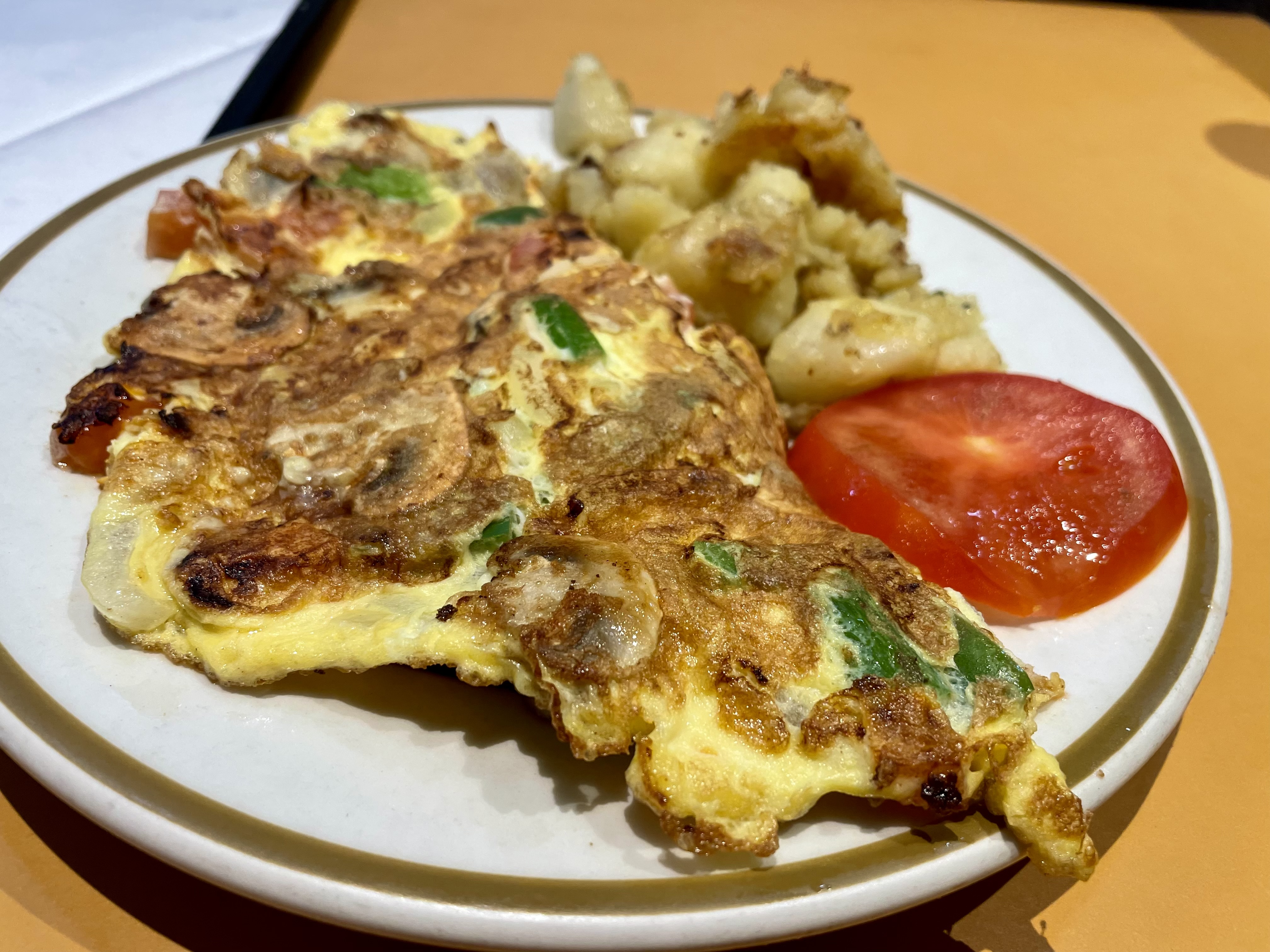 The no-frills vegetarian omlette reminded me of my grandmother's omlettes