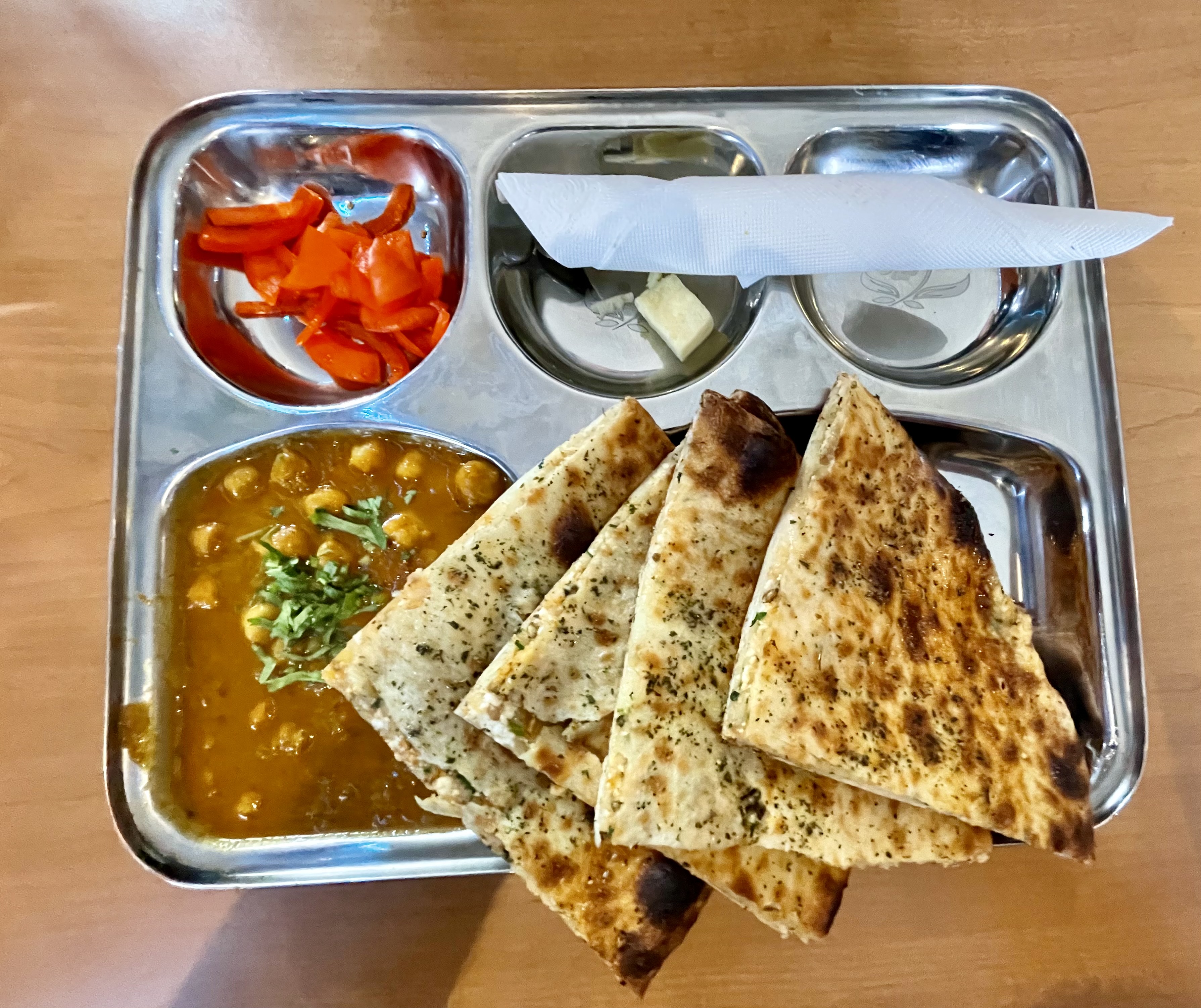 Amristari kulcha, one of Punjabi Canteen's specialities, and a popular dish from Punjab